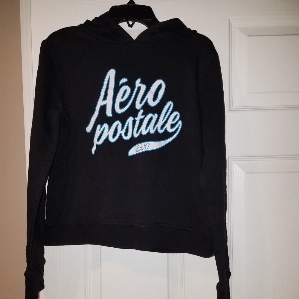 🤑5/$25 AEROPOSTALE Script Black Hoodie, S